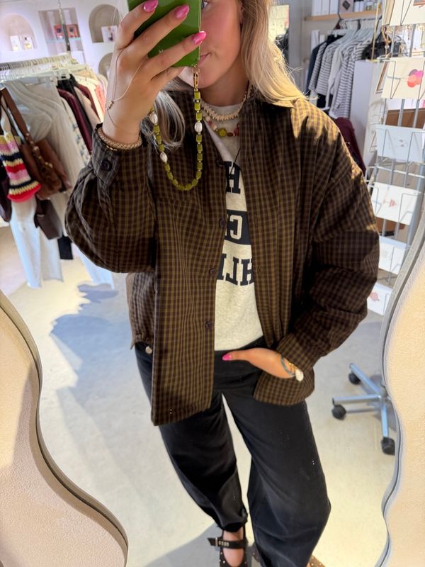 Light padded check jacket - Mossy - catwalk junkie