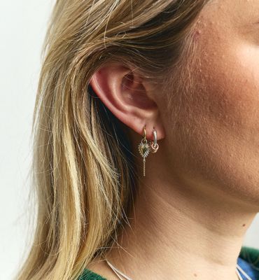 Single Bravery Heart Hoop Earring - Anna+Nina