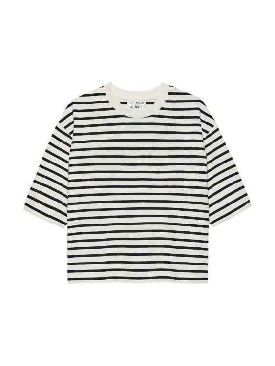Loose fit striped Tshirt - Black/Off white - Catwalk