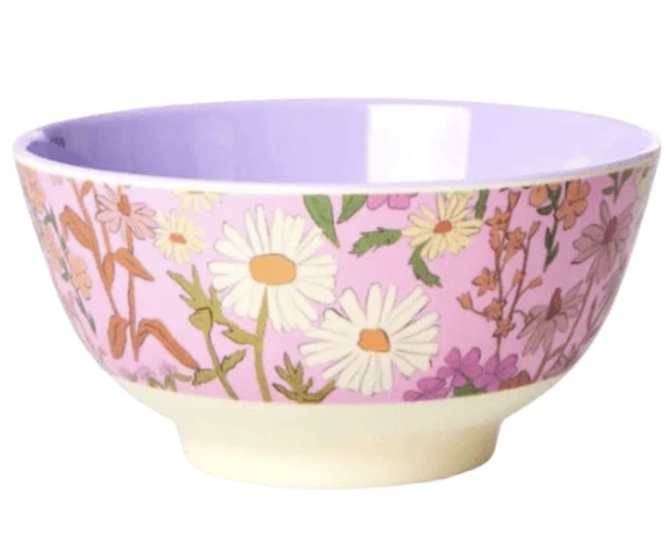 Medium Bowl - Pink - Daisy Dearest Print - rice