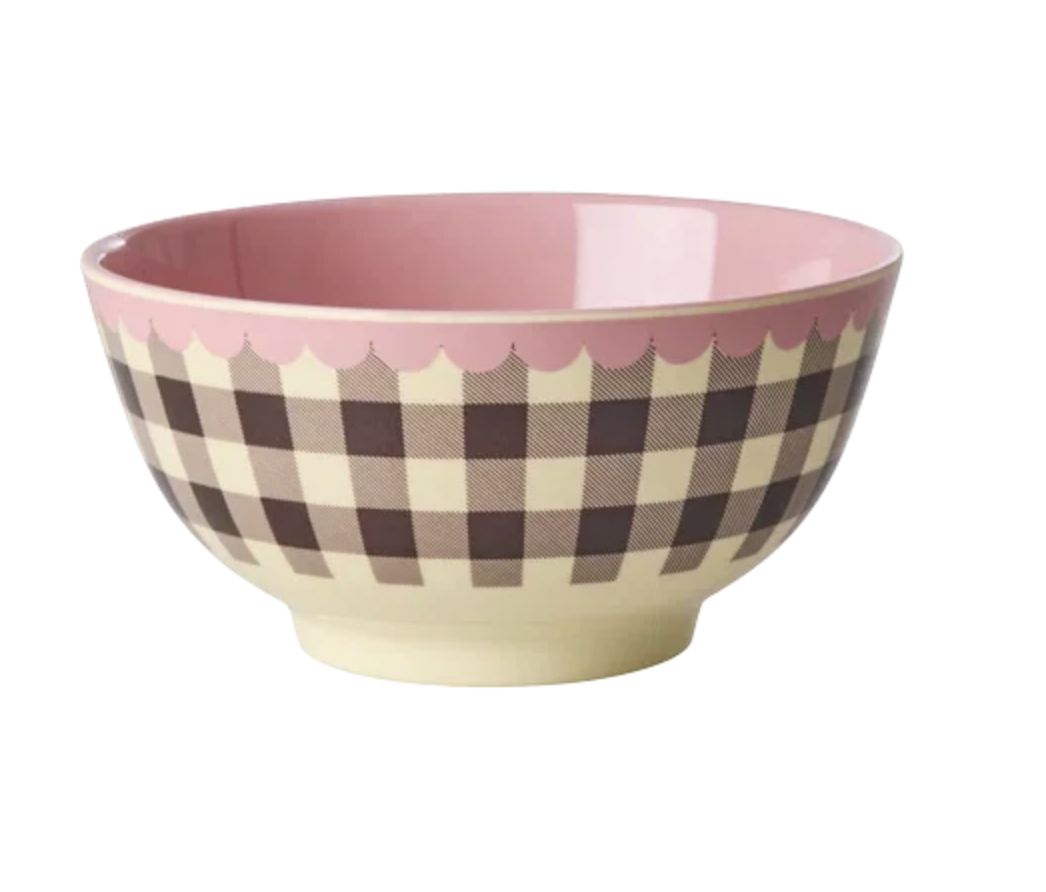 Melamine Bowl with Check Me Out Print - rice