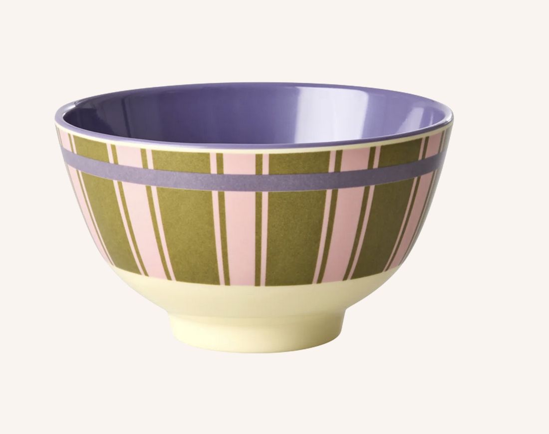 Melamine Bowl with Stripe Delight Print small - rice