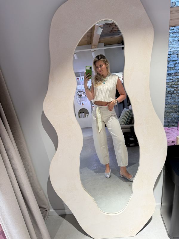 Cropped barrel fit jeans - Cream  - Catwalk junkie