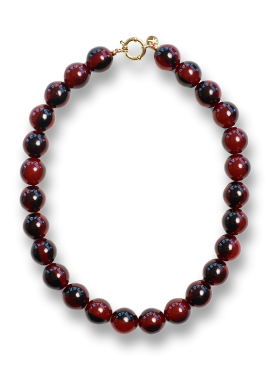 Wilma burgundy marble necklace burgundy - bonnie studios