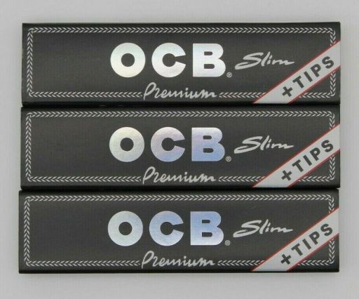 Ocb Slim Rolling Papers Premium + Tips 32 Sheets per Pack 96 Total