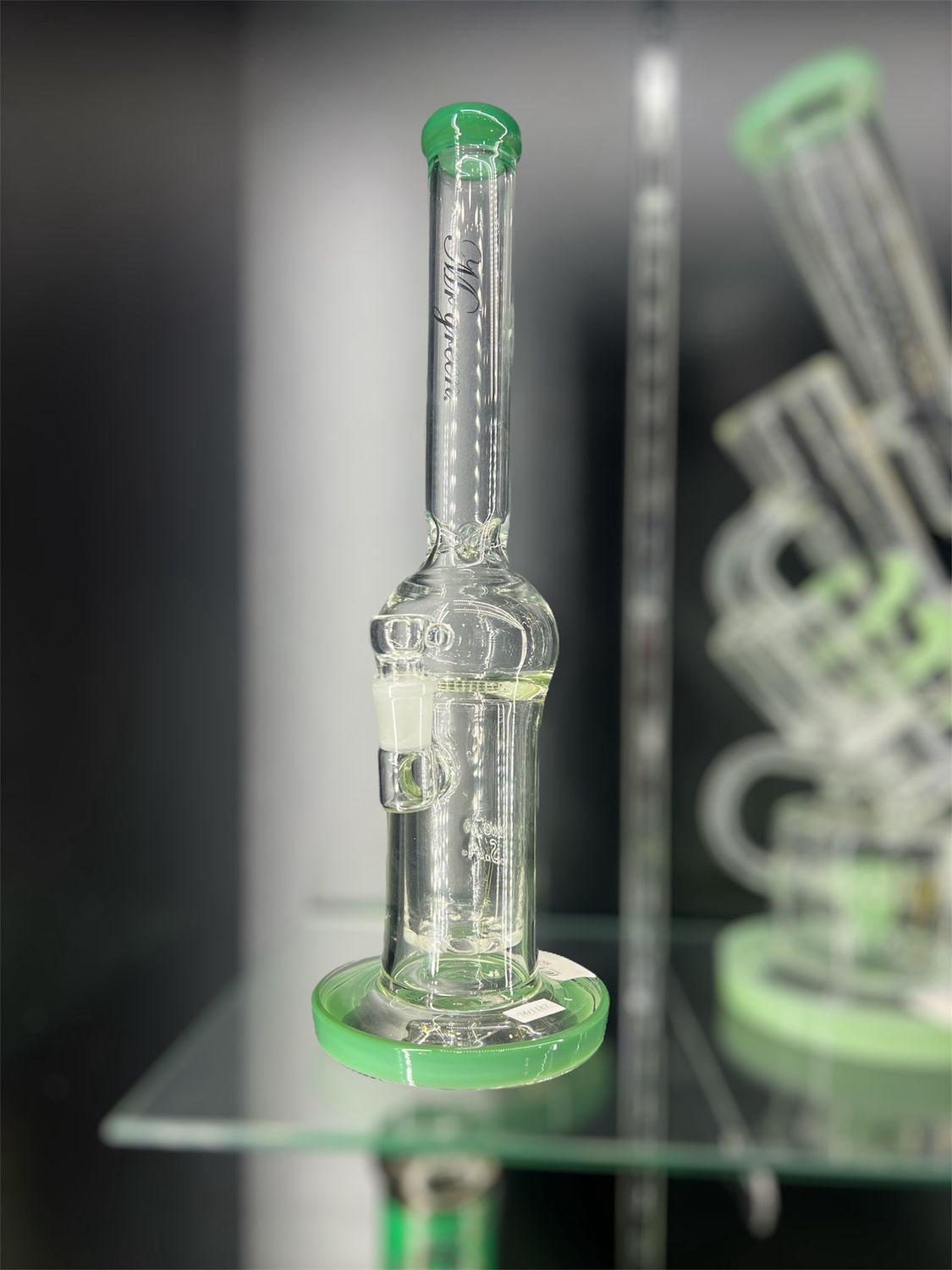 Mr. Green 15” Glass Water Pipe – Green Accents