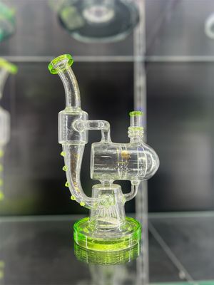 14&quot; Lookah Futuristic Barrel Recycler Water Pipe with Green Accents
