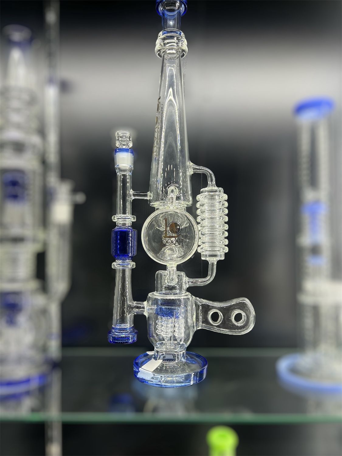 18&quot; Lookah AK Water Pipe with Coil Perc and blue accents