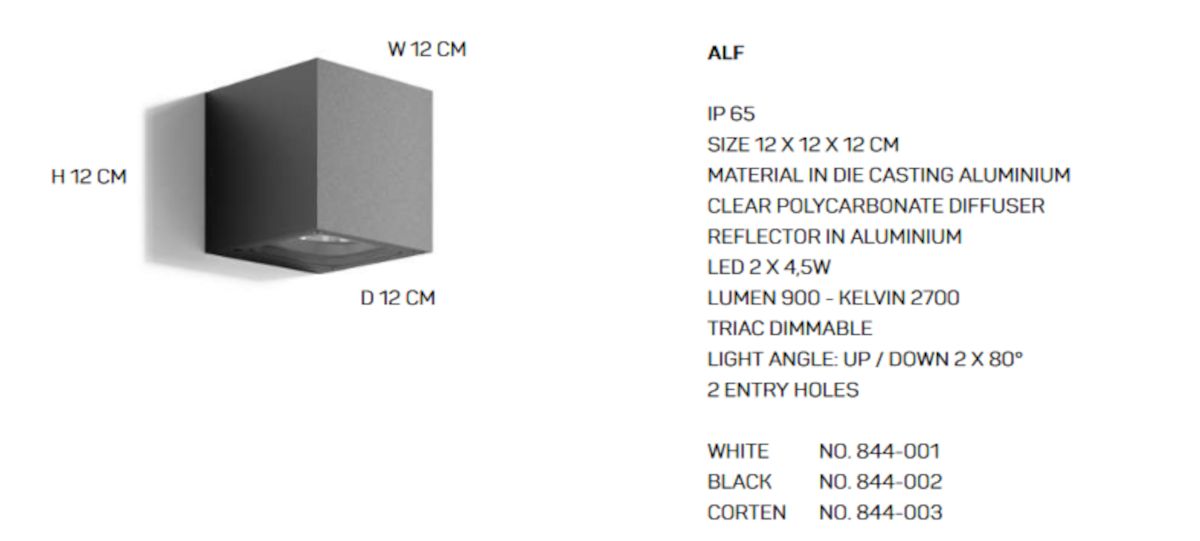 Alf IP65 wandlamp  
