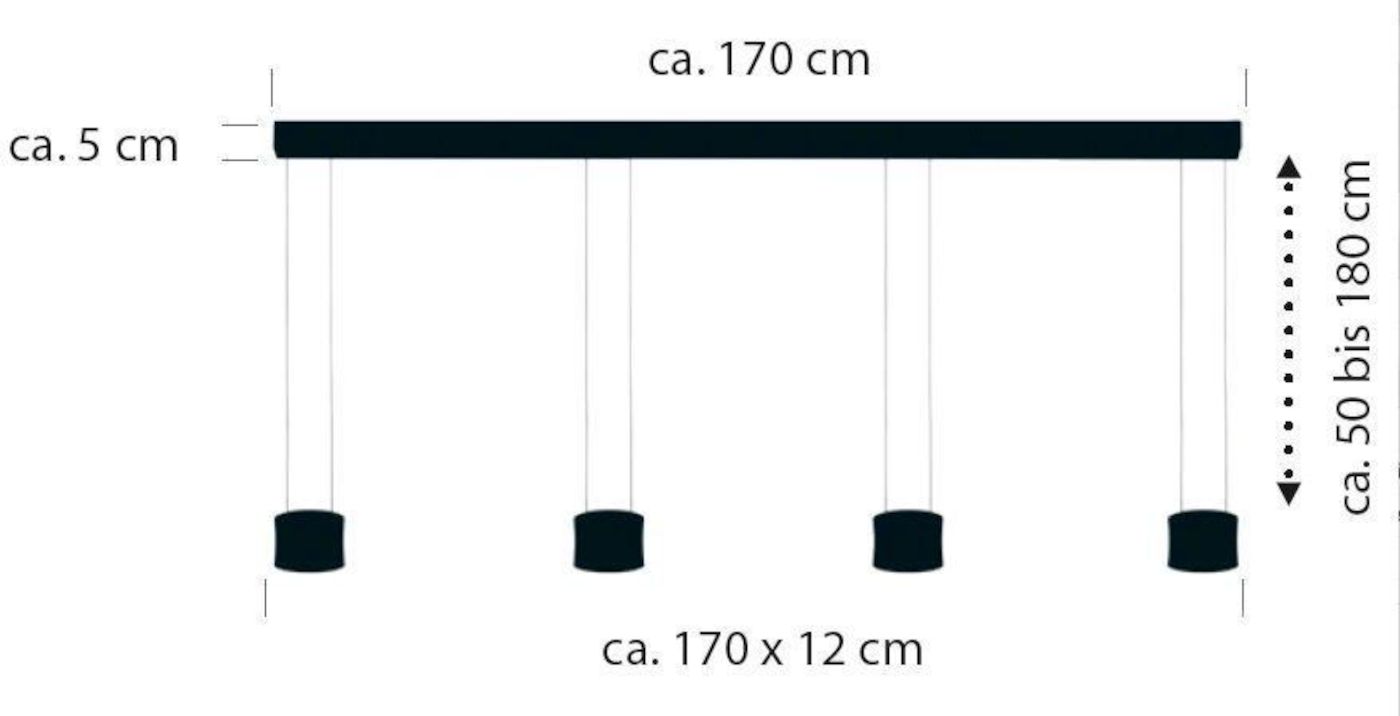 Impulse hanglamp viervoudig met hoogteverstelling 