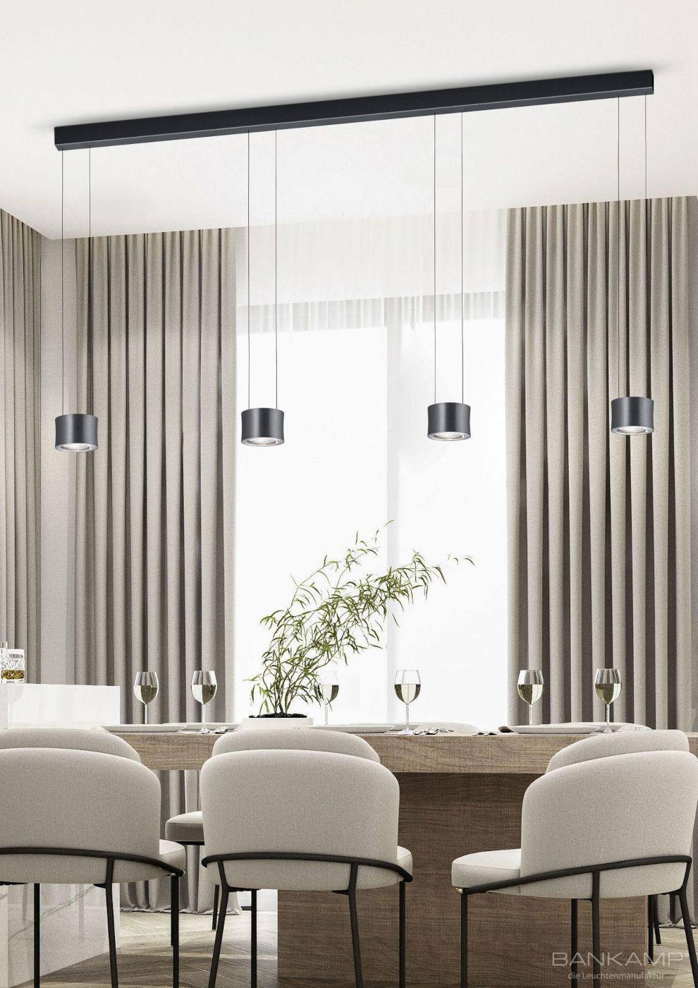 Impulse hanglamp viervoudig met hoogteverstelling 