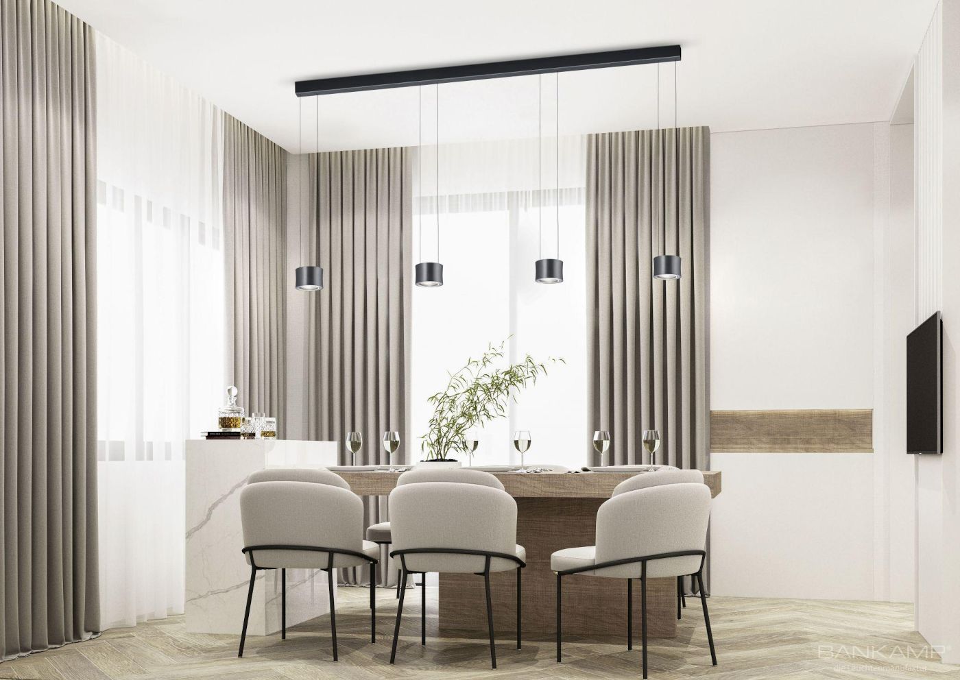 Impulse hanglamp viervoudig met hoogteverstelling 