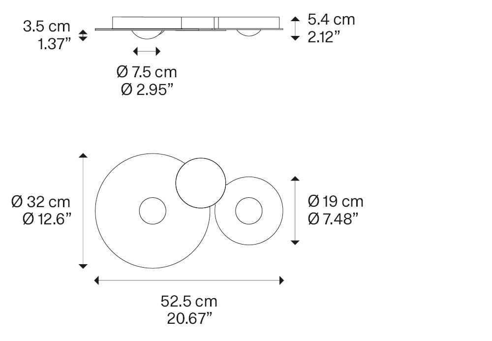 Bugia double plafondlamp  