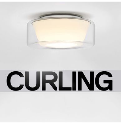 Curling plafondlamp transparant/konisch opaal. L