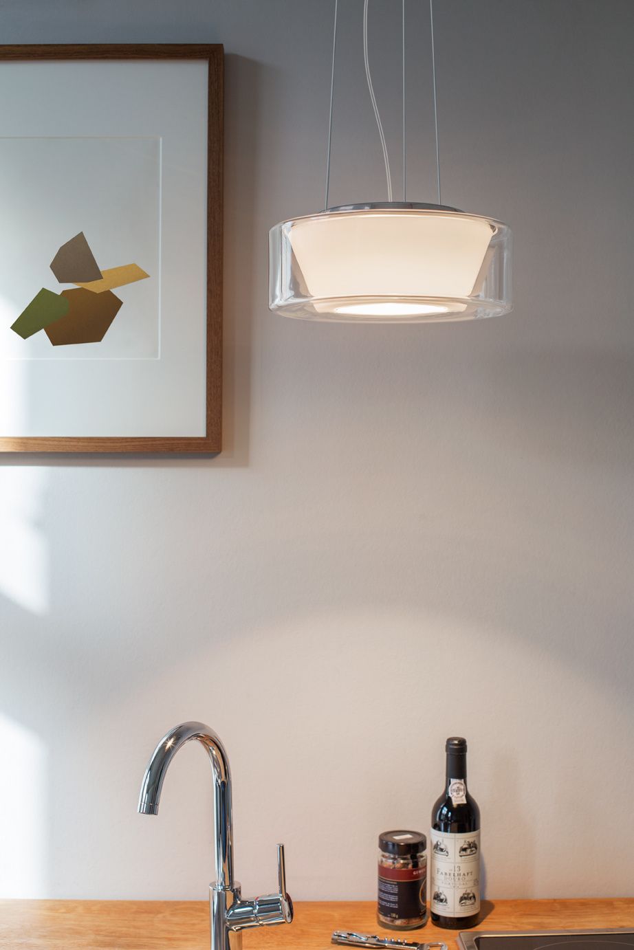 Curling hanglamp: Rope. Transparant/cilinder L   