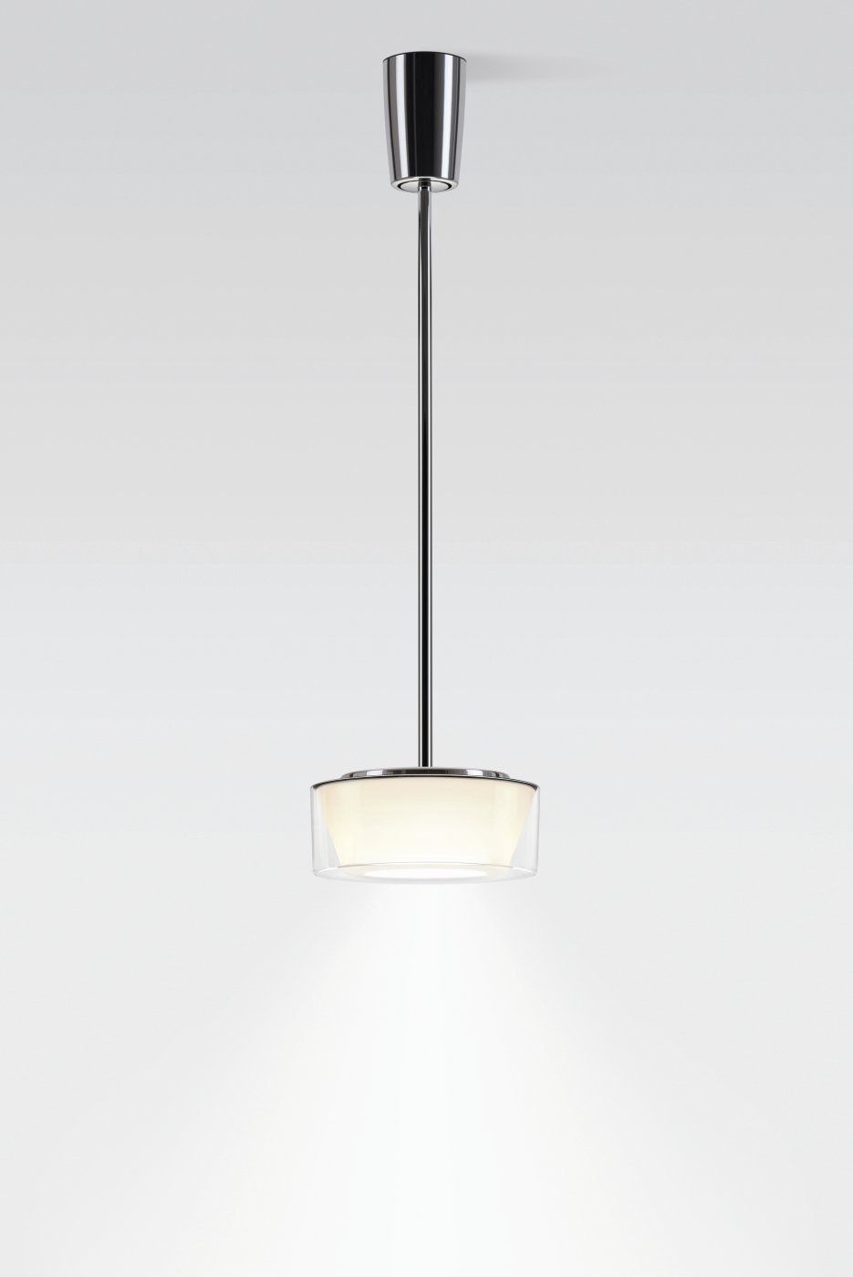 Curling hanglamp: Tube. Transparant/conisch L  