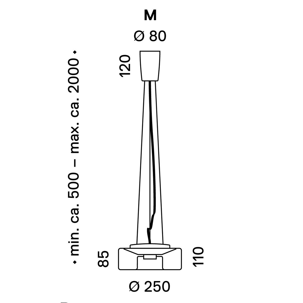Curling hanglamp: Tube. Transparant/cilinder. M