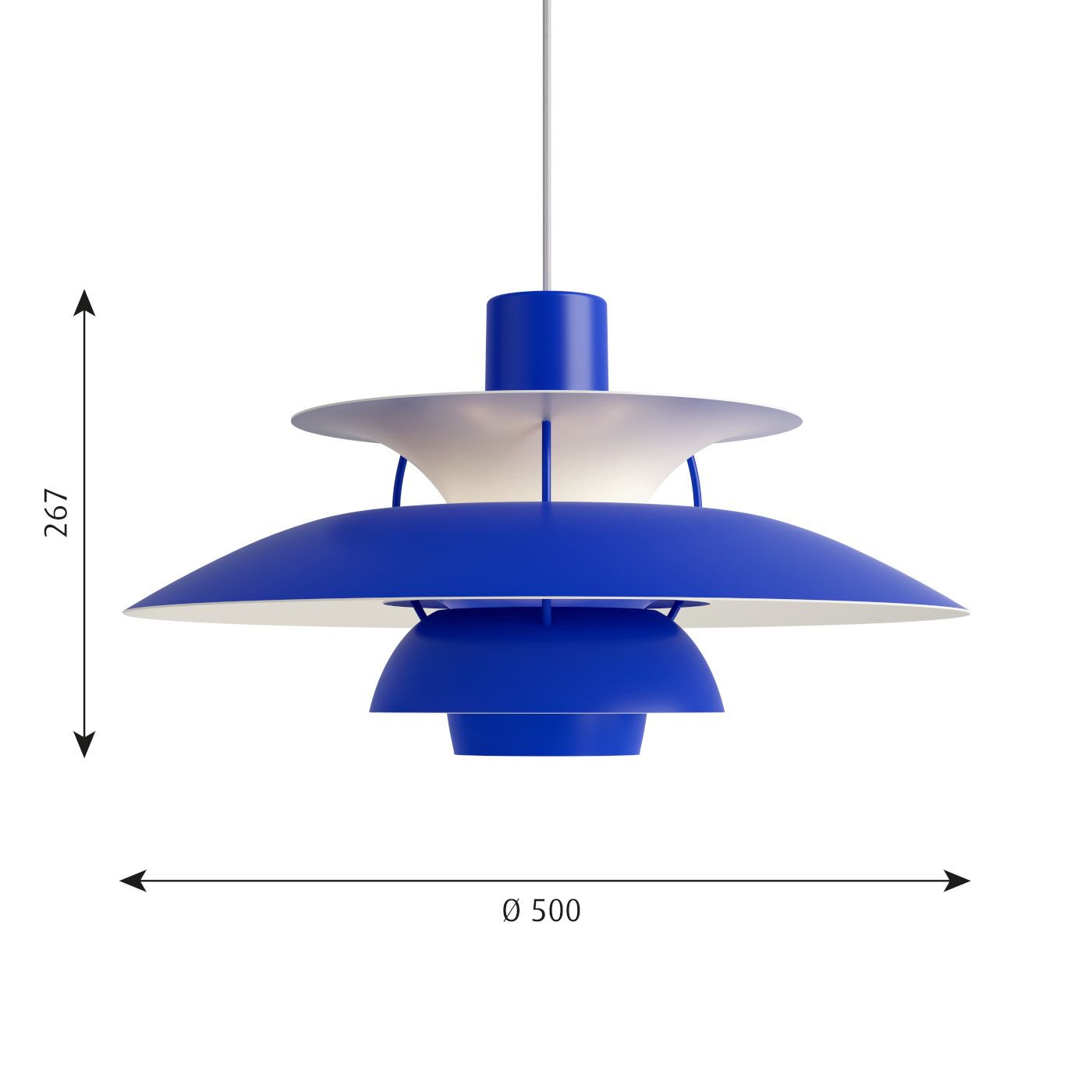 PH 5 hanglamp.  Monochrome Blue