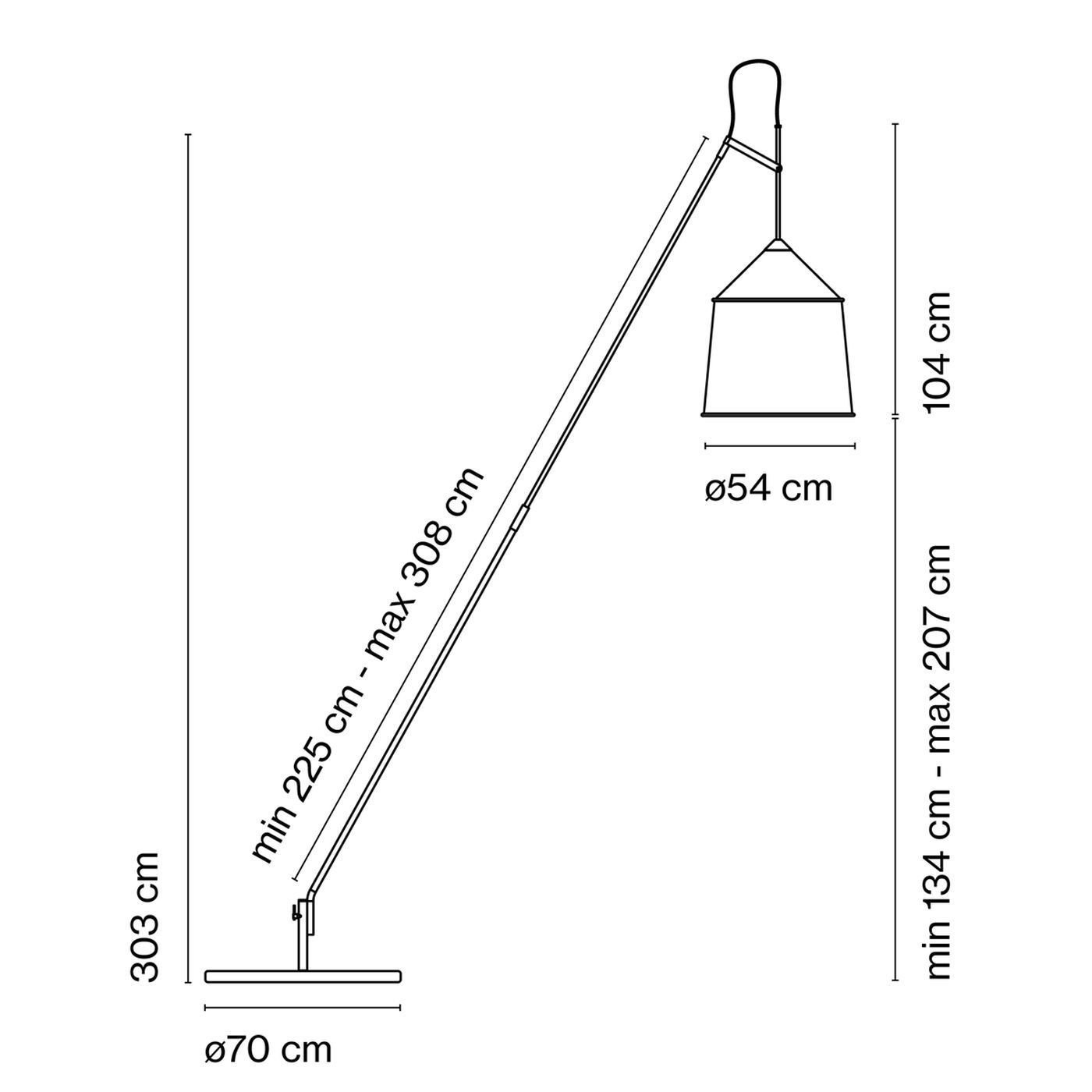 Jaima P307 met kap 54 en base 70 vloerlamp.