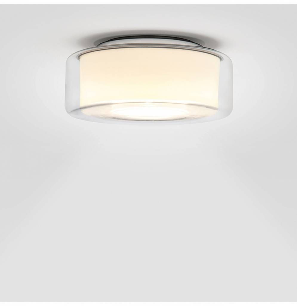 Curling plafondlamp transparant cilinder opaal. S