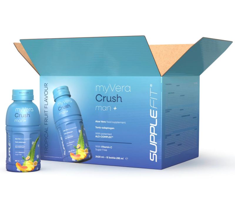 Code: INTA003-12  MYVERA CRUSH Man + | Food supplement in 285 ml single-serve bottles (12-pack) - 3420 ml