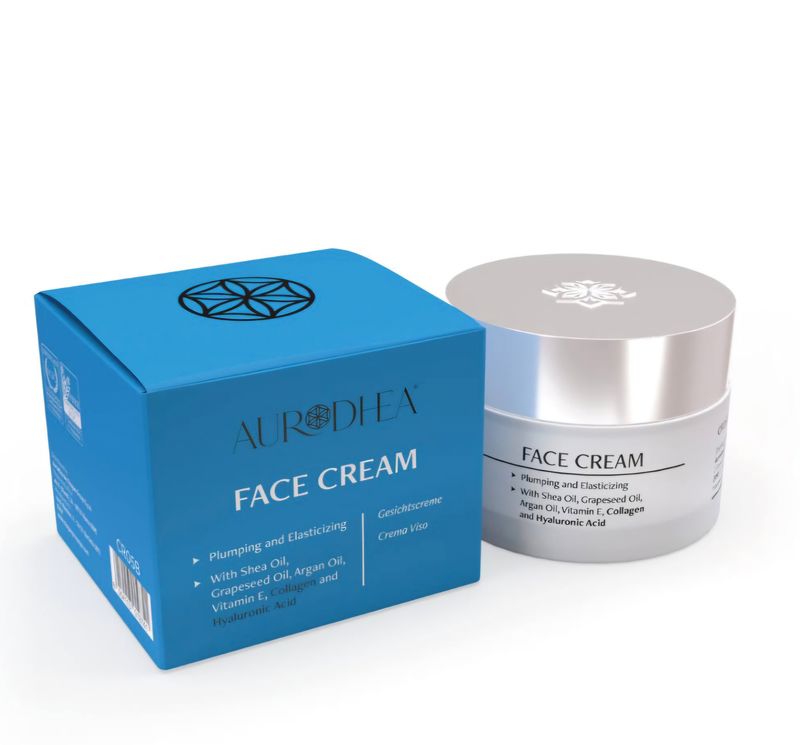Code: CR05B  Face Cream with Collagen and Hyaluronic Acid - 50 ml Enriched with Grapeseed Oil, Argan Oil, Shea Oil and Vitamin E