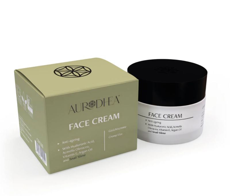 Code: CR02B  Anti-ageing Snail Slime Face Cream - 50 ml Enriched with Hyaluronic Acid, Acmella Oleracea, Argan Oil and Vitamin E