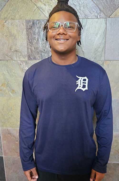 Detroit Pride Blue 3D Puff Print Long-Sleeve T-Shirt