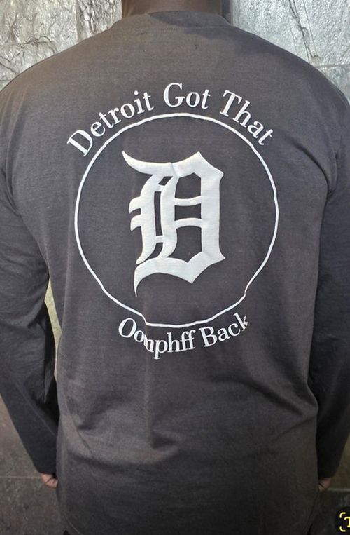Detroit Pride Gray 3D Puff Print Long-Sleeve T-Shirt