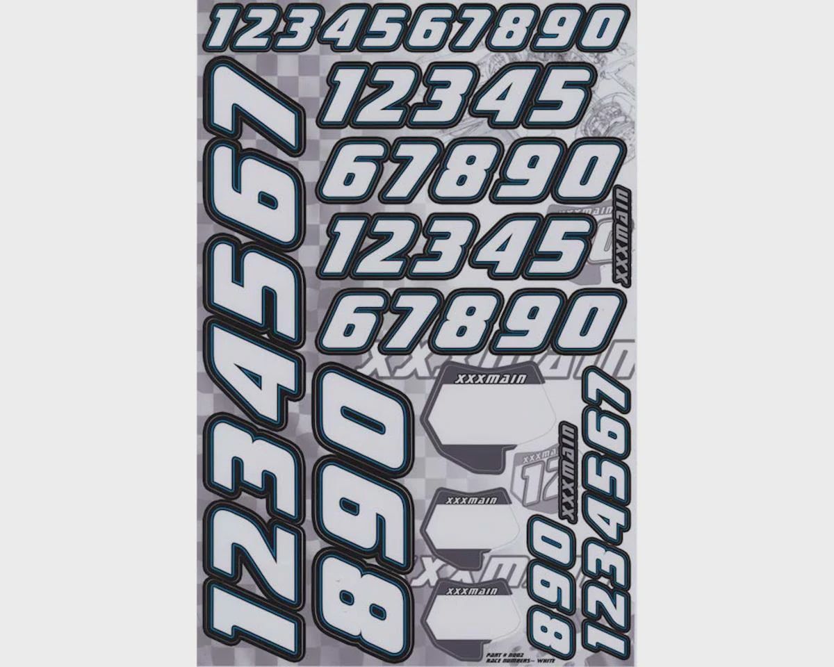 XXXN002, XXX Main Decals Race Number White