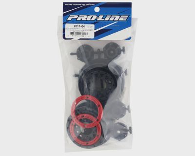 PRO2811-04, Pro-Line Raid Bead-Loc 2.2/3.0&quot; Short Course Wheels (Red/Black) (2) w/12mm &amp; 14mm Removable Hex