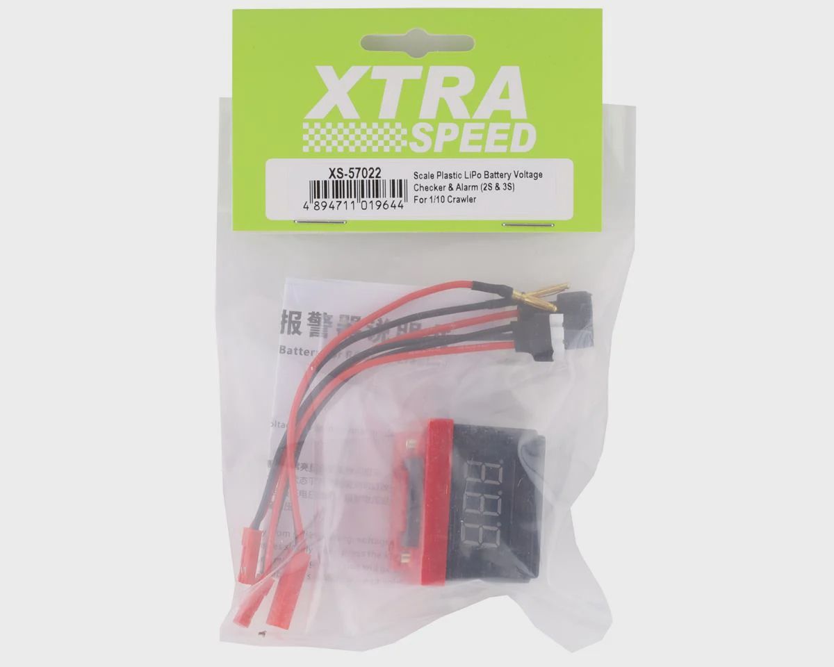 XTA-XS-57022, Xtra Speed Scale LiPo Battery Voltage Checker w/Alarm (2S/3S)