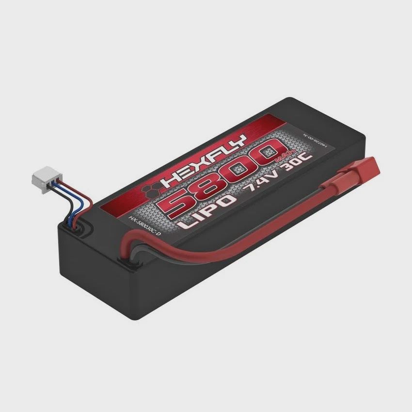 REDHX-580030C-D, 2S Hardcase LiPo (7.4V/5800mah) 30C Battery w/ Deans Connector