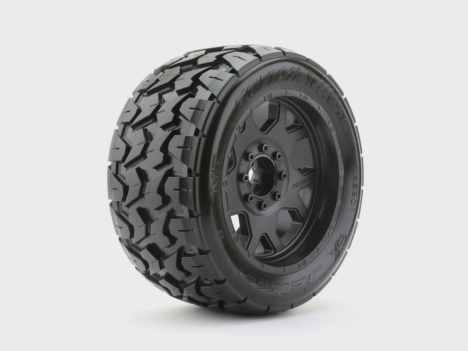 JKO5801CBMSGBB2, 1/5 XMT Tomahawk Tires Mounted on Black Claw Rims, Medium Soft, Belted, 24mm for Arrma (Kraton 8s &amp; 24mm for traxxas X-Maxx