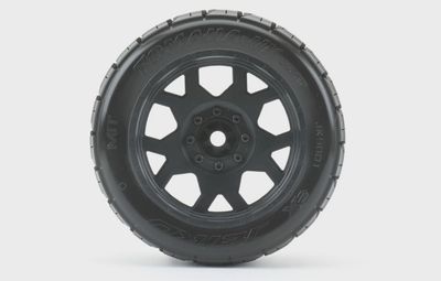 JKO5801CBMSGBB2, 1/5 XMT Tomahawk Tires Mounted on Black Claw Rims, Medium Soft, Belted, 24mm for Arrma (Kraton 8s &amp; 24mm for traxxas X-Maxx