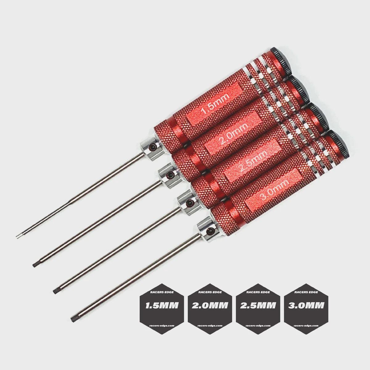 RCE7215R, 7215R - Metric High Speed Steel Hex Driver Set w/ Red Handles (4pc)