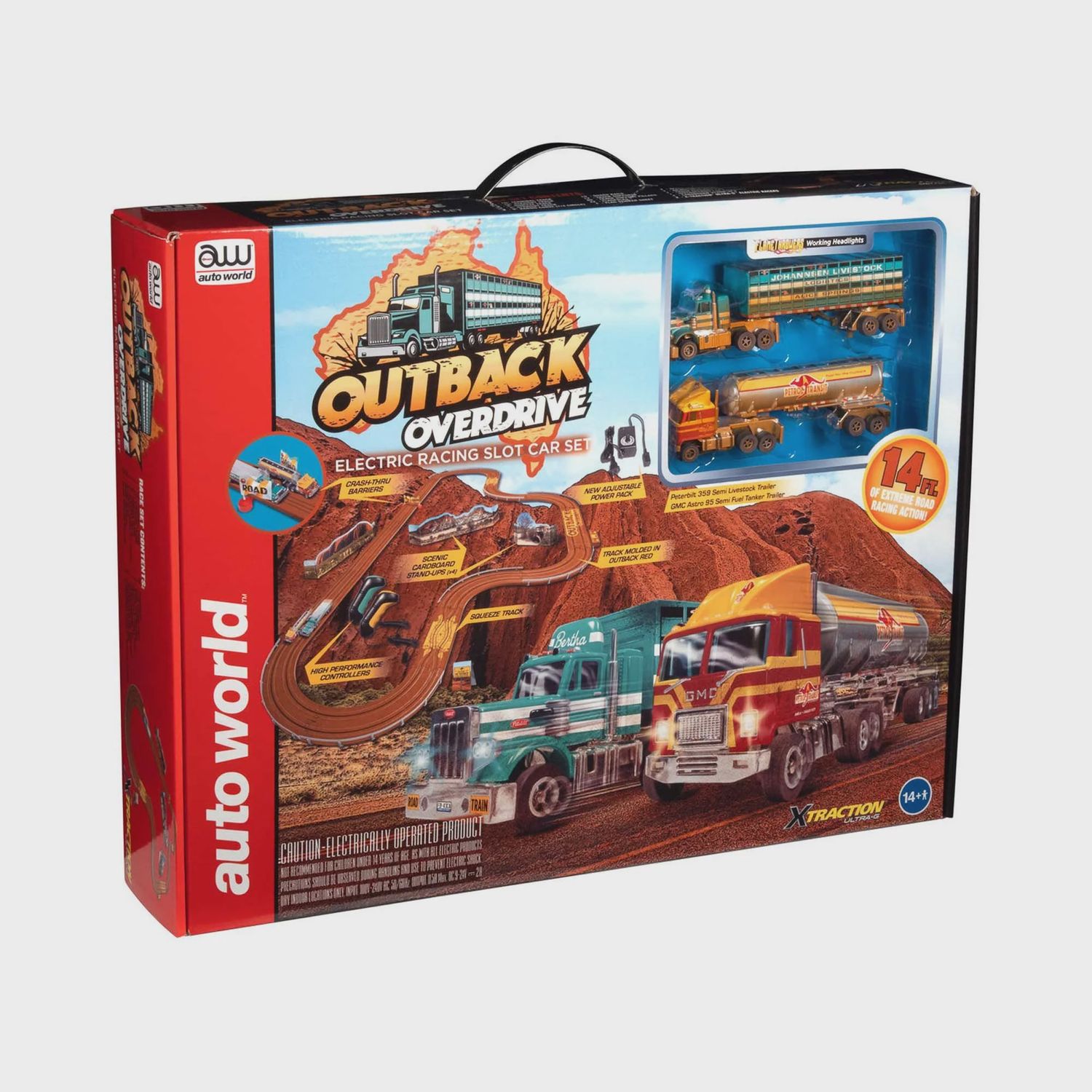 RDZSRS352, Auto World 14&#39; Outback Overdrive Slot Race Set