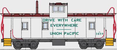 CCS1068-03, Centralia Car Shops CA-4 Caboose Union Pacific (UP) 3859 - &quot;Drive With Care Everywhere&quot; - HO Scale