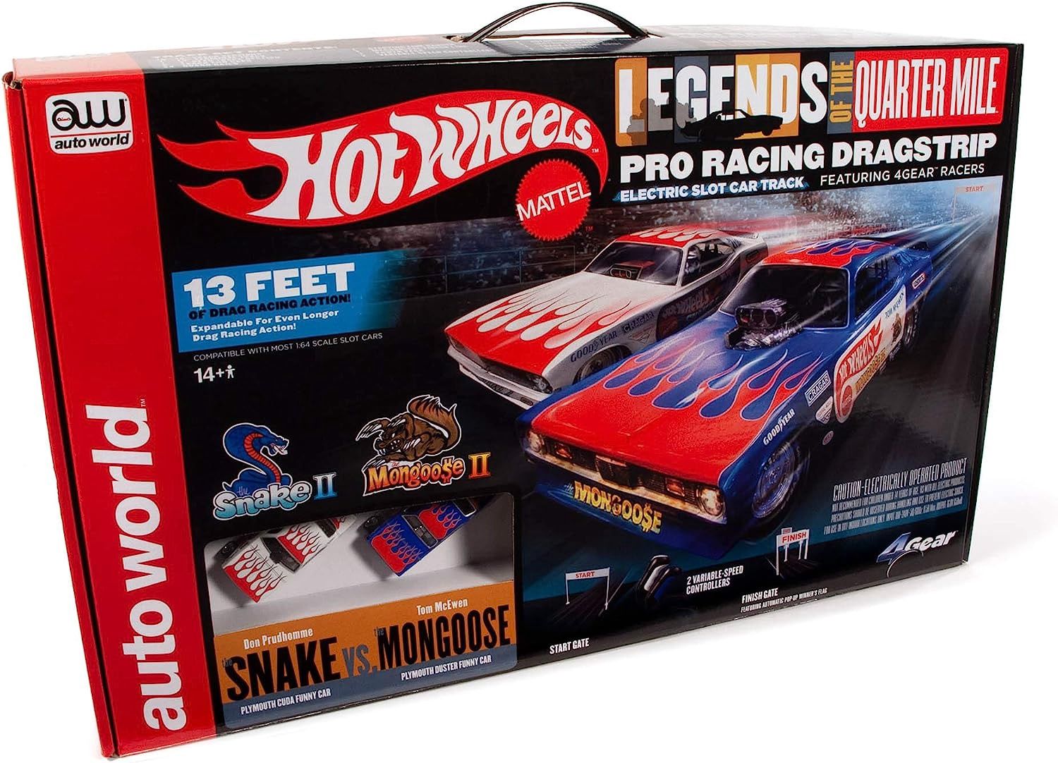 RDZSRS334, Auto World Hot Wheels Slot Drag Set 13'