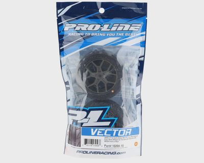 PRO10204-10, Pro-Line Vector 35/85 2.4&quot; Belted Pre-Mounted On-Road Tires (Grey) (2) (S3) w/14mm Hex