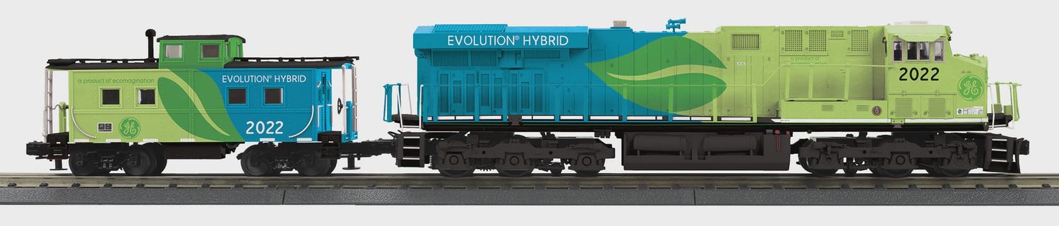 MTH30-20973-1e, MTH RailKing O Scale ES44AC Imperial Diesel And Caboose Set, GE Evolution #2022