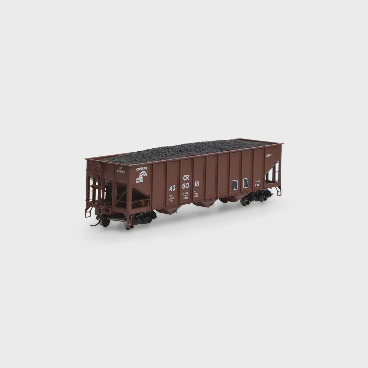 ATH15150, HO RTR 40&#39; 3-Bay Ribbed Hopper with Load, CR #435018