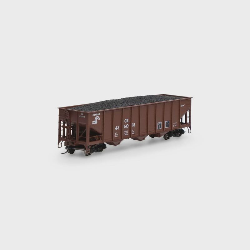 ATH15150, HO RTR 40&#39; 3-Bay Ribbed Hopper with Load, CR #435018