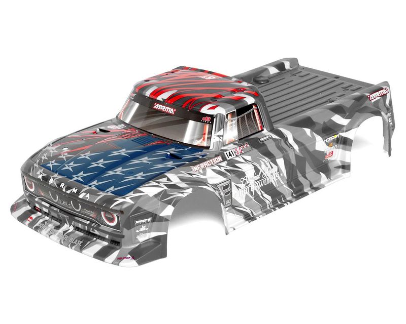 ARA410006, Arrma Infraction 6S BLX Pre-Painted Body (Silver/Red)