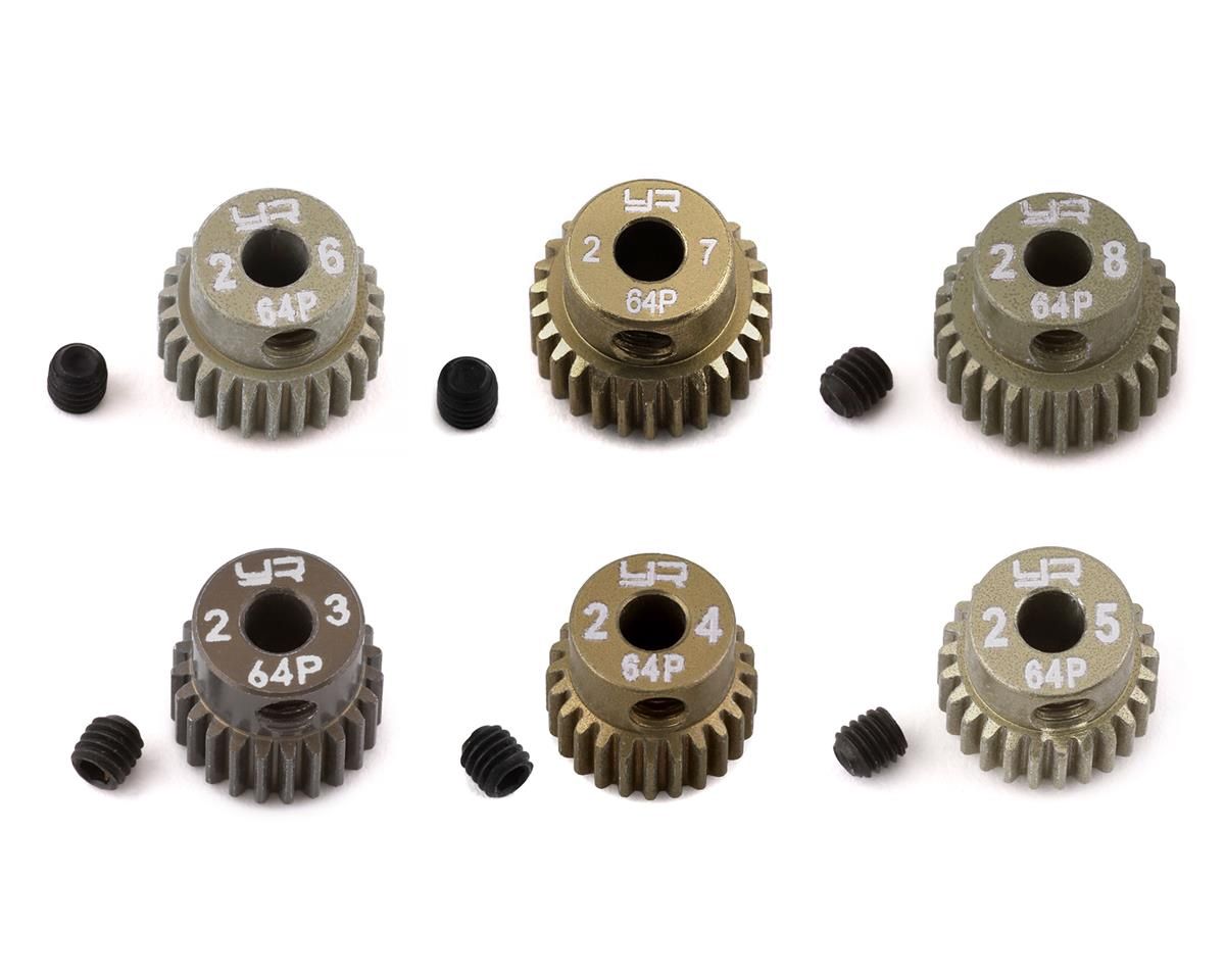 Yeah Racing Hard Coated 64P Aluminum Pinion Gear Set (23, 24 25, 26, 27, 28T)