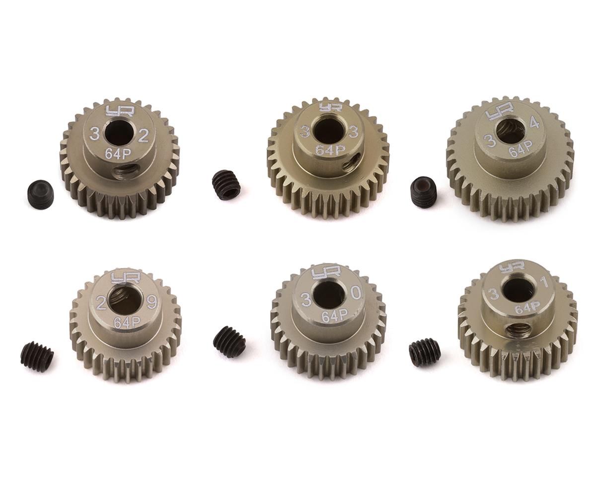 Yeah Racing Hard Coated 64P Aluminum Pinion Gear Set (29, 30, 31, 32, 33, 34T)