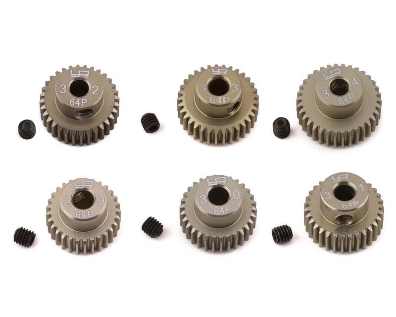Yeah Racing Hard Coated 64P Aluminum Pinion Gear Set (29, 30, 31, 32, 33, 34T)