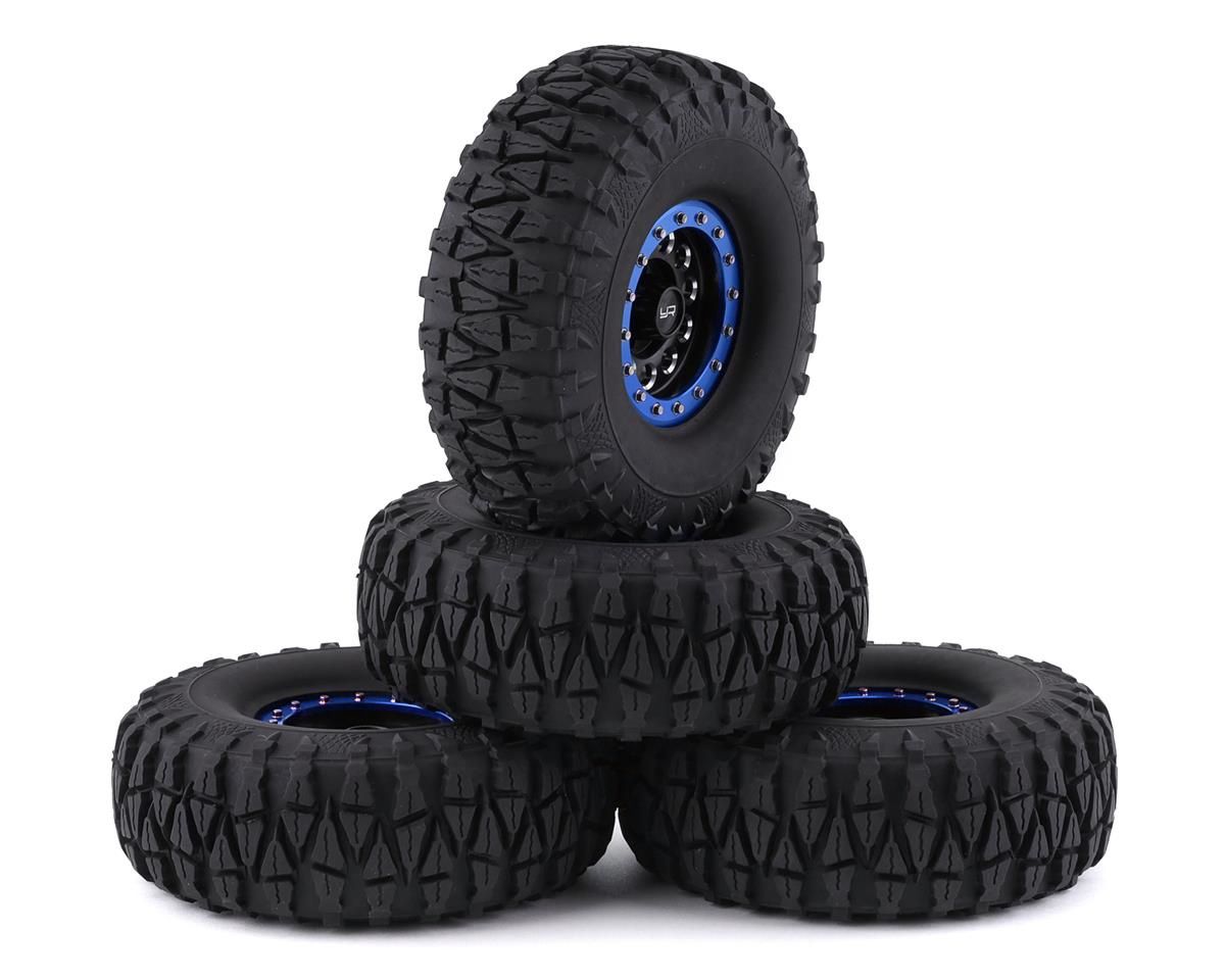 Yeah Racing Claw 1.9&quot; Pre-Mounted Tires w/Aluminum Beadlock Wheels (Black) (4)-1