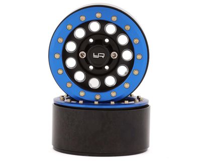 YEA-WL-0117BU, Yeah Racing 1.9&quot; Aluminum F-RG Beadlock Wheels w/12mm Hex (Black/Blue) (2)