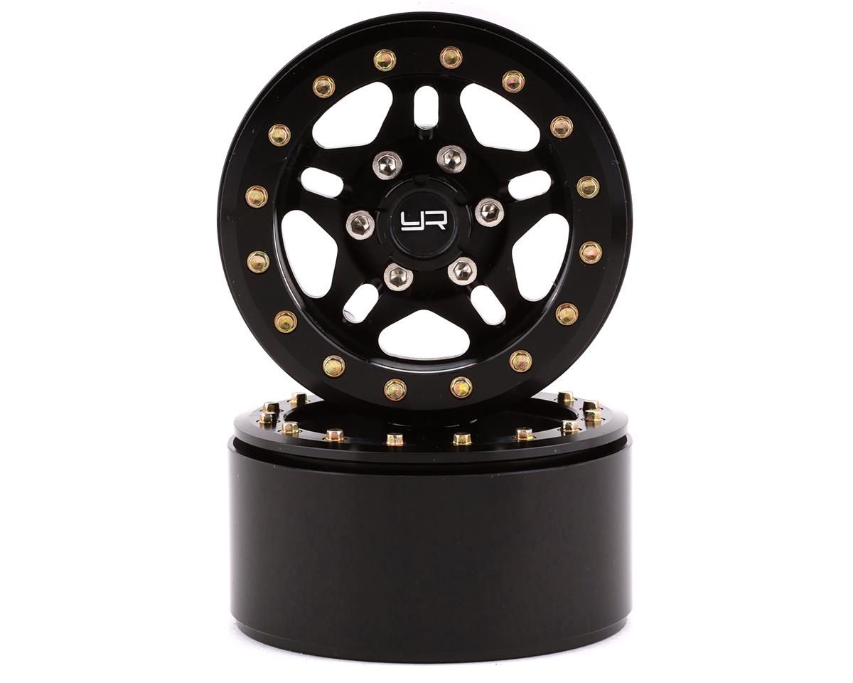 YEA-WL-0116BK, Yeah Racing 1.9&quot; Aluminum 5-Spoke Beadlock Wheels w/12mm Hex (Black) (2)